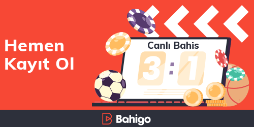 Canlı Bahis skor ekranı ve spor simgeleriyle Hemen Kayıt Ol yazısı